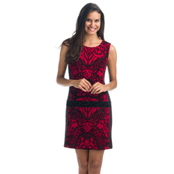Robe fourreau femme bordeaux imprimé floqué - Koroshi 1922VS66