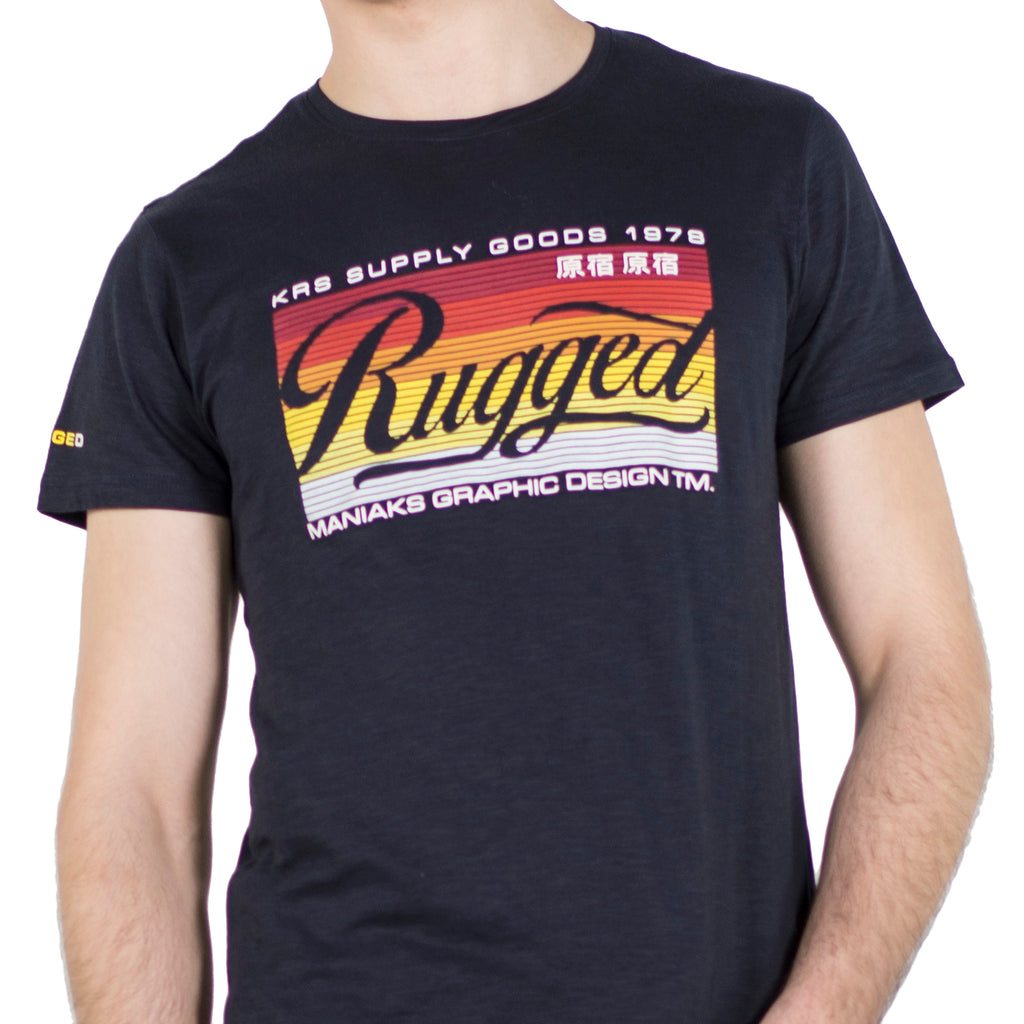 T-shirt manches courtes imprimé graphique pour homme marine - Koroshi 2011MC26
