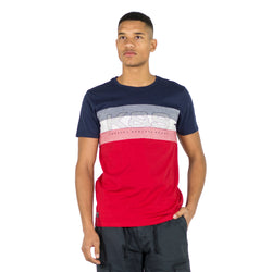 Men's red color block short sleeve t-shirt - Koroshi 2011MC28