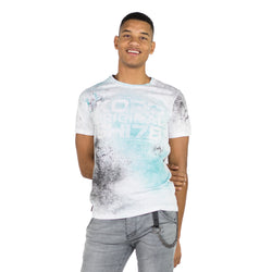 Turquoise men's all-over printed short sleeve t-shirt - Koroshi 2011MC39