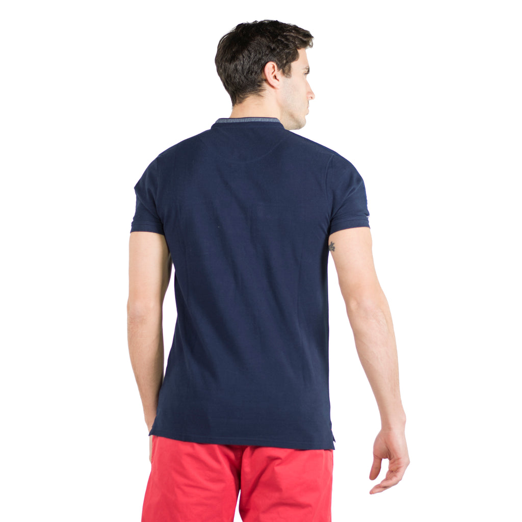 Polo col mao manches courtes avec poches détail marine homme - Koroshi 2011PC26
