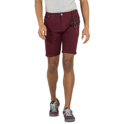 Maroon men's slim twill removable chain Bermuda shorts - Koroshi 2011PS03