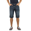 Denim Bermuda shorts with clip detail on knee pad for Men