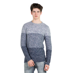 Pull homme bleu col rond en maille chinée dégradé - Koroshi 2011TR02