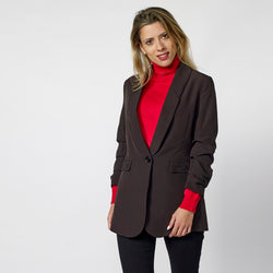 Women's blazer with embroidery and glitter black lapel - Koroshi 2012JA77