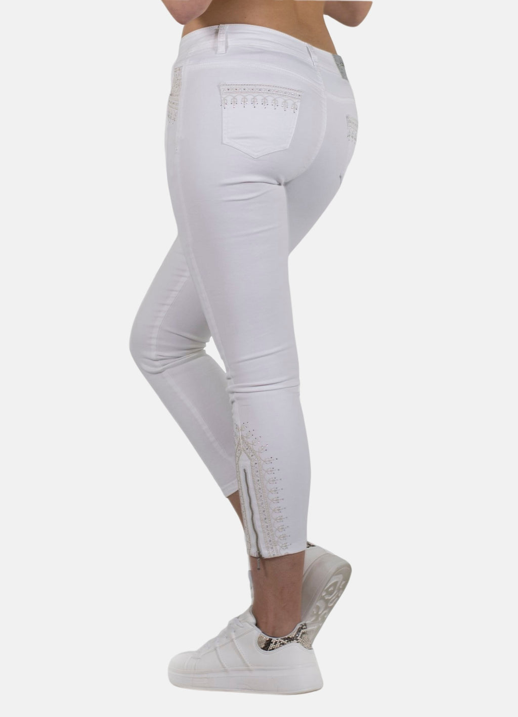 Lange Slim-Fit-Hose mit Stickerei