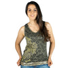 Bedrucktes Tanktop mit farbenfrohen Stickereien und Aufdruck mit Band am Saum | Stil und Komfort