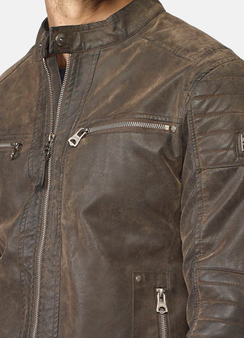 Jaqueta jaqueta d'efecte ante de coll mandarí per a home