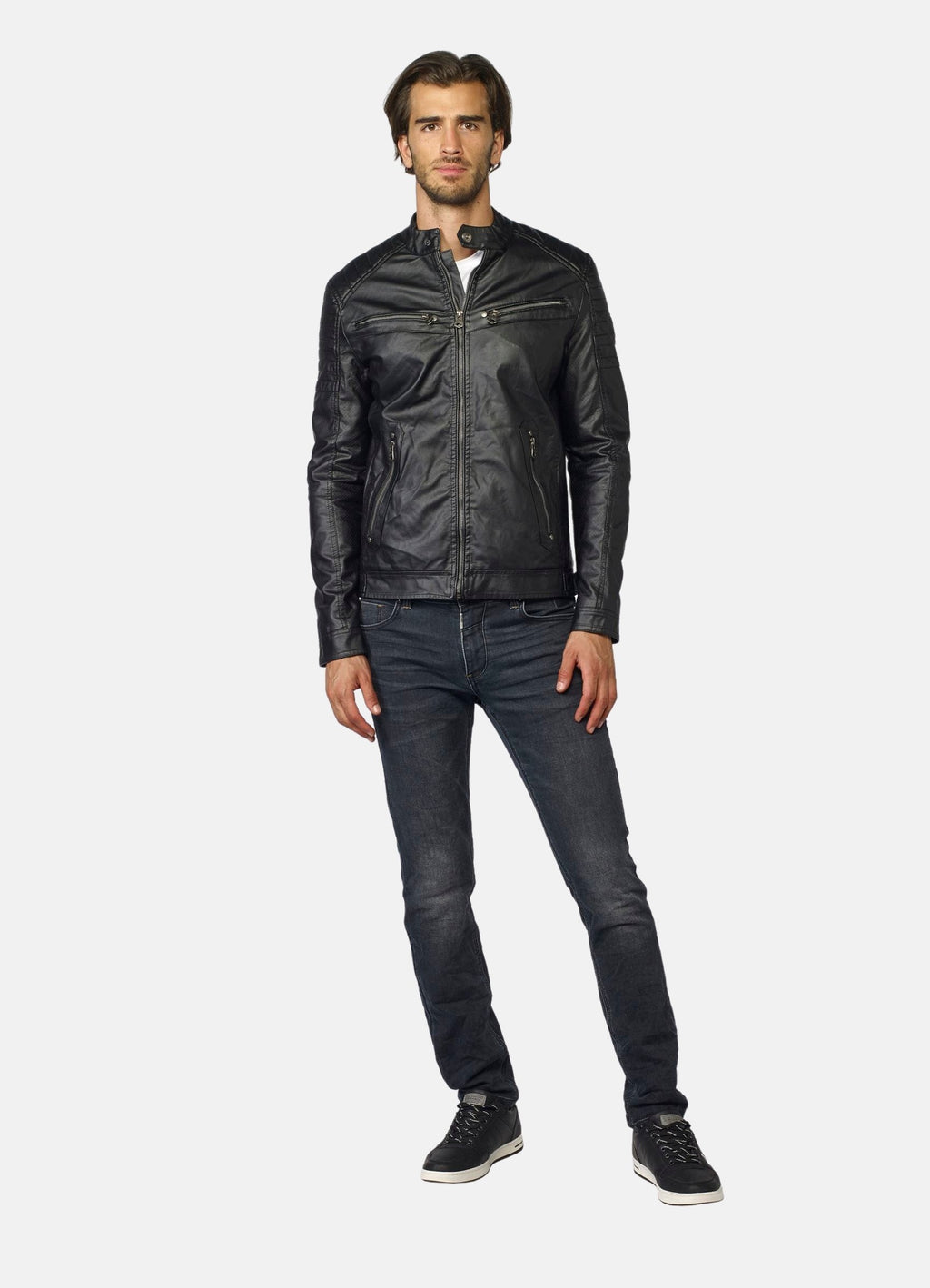 Veste homme effet cuir avec doublure fourrure