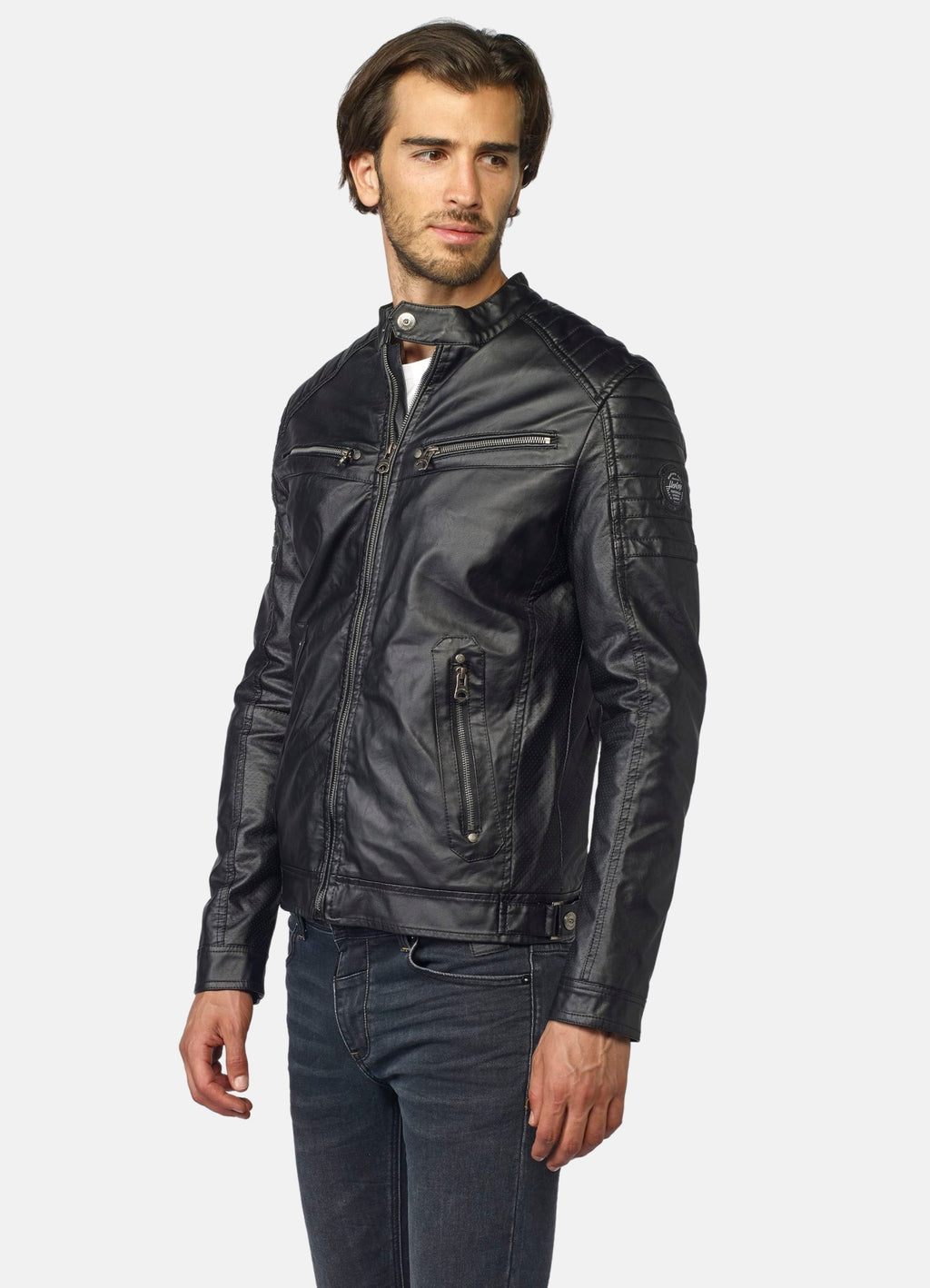 Veste homme effet cuir avec doublure fourrure