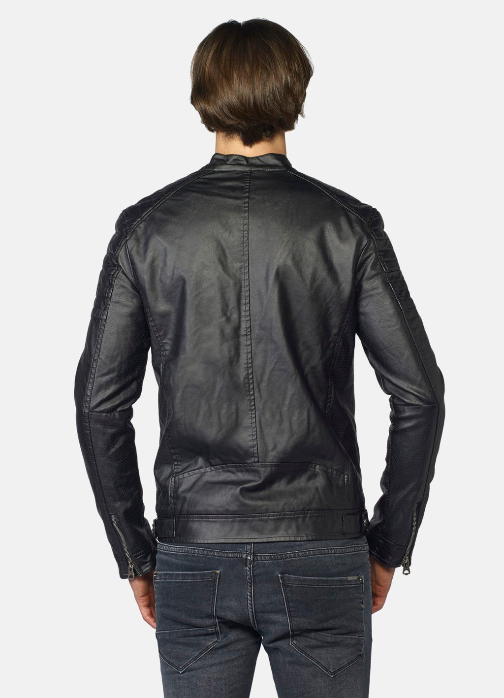 Veste homme effet cuir avec doublure fourrure