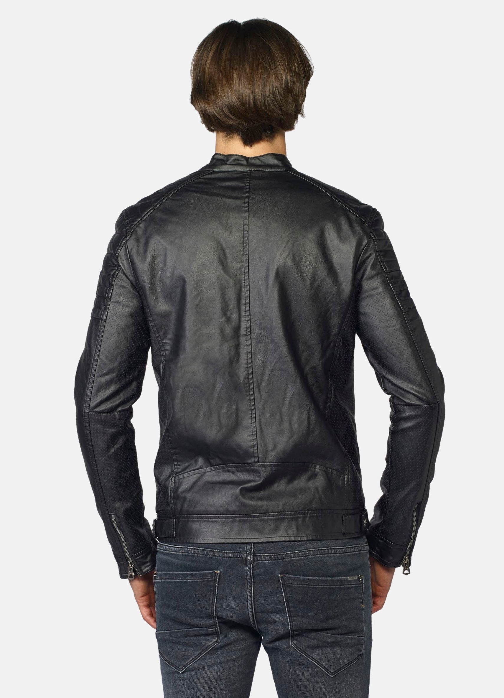 Veste homme effet cuir avec doublure fourrure