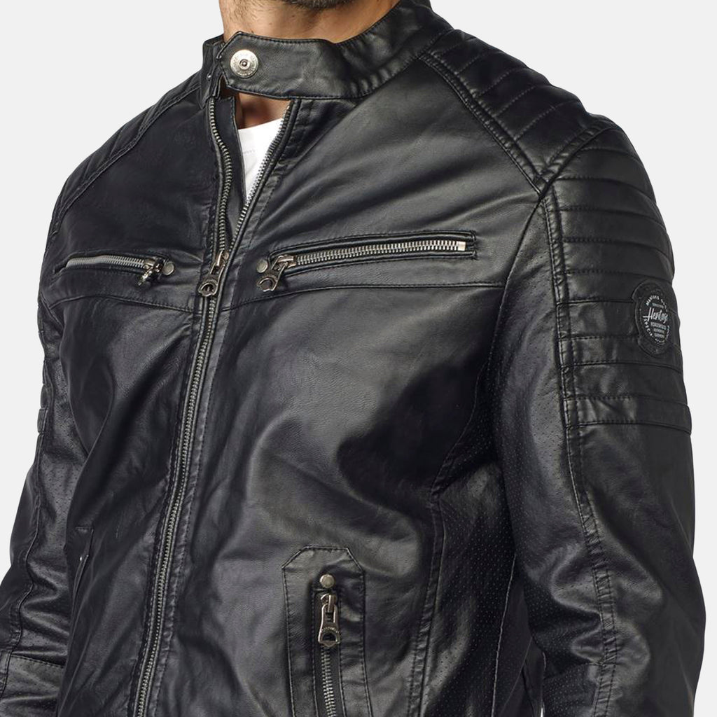 Veste homme effet cuir avec doublure fourrure