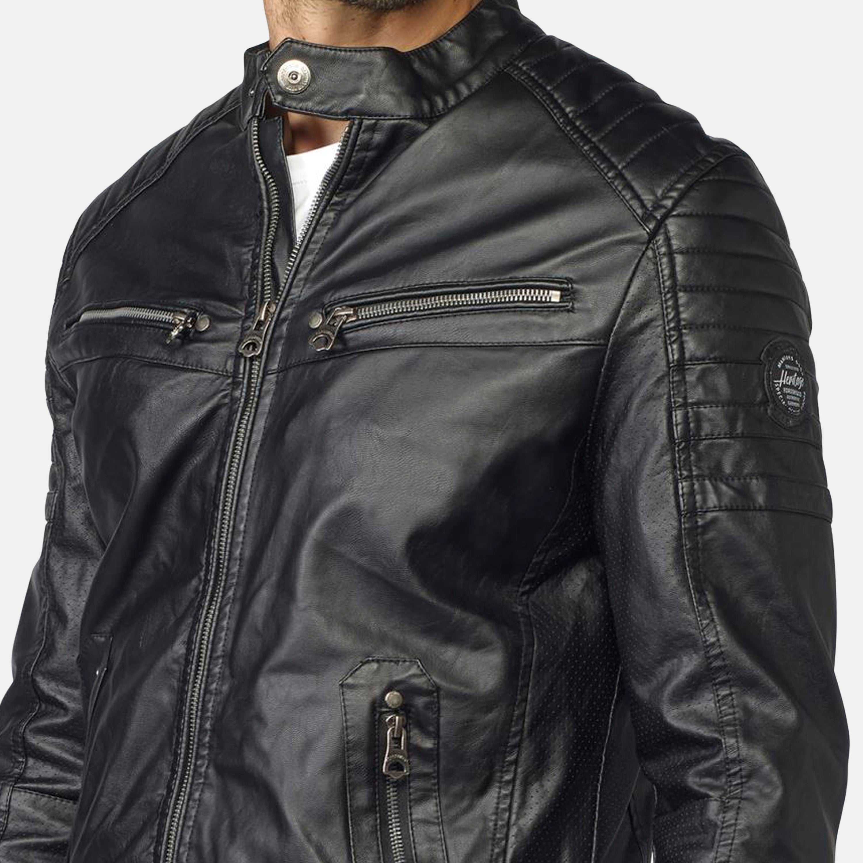 Veste homme effet cuir avec doublure fourrure