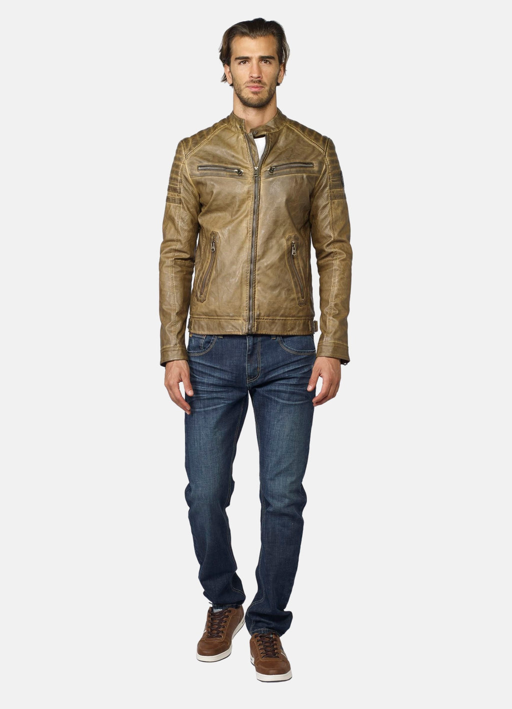 Veste homme effet cuir avec doublure fourrure