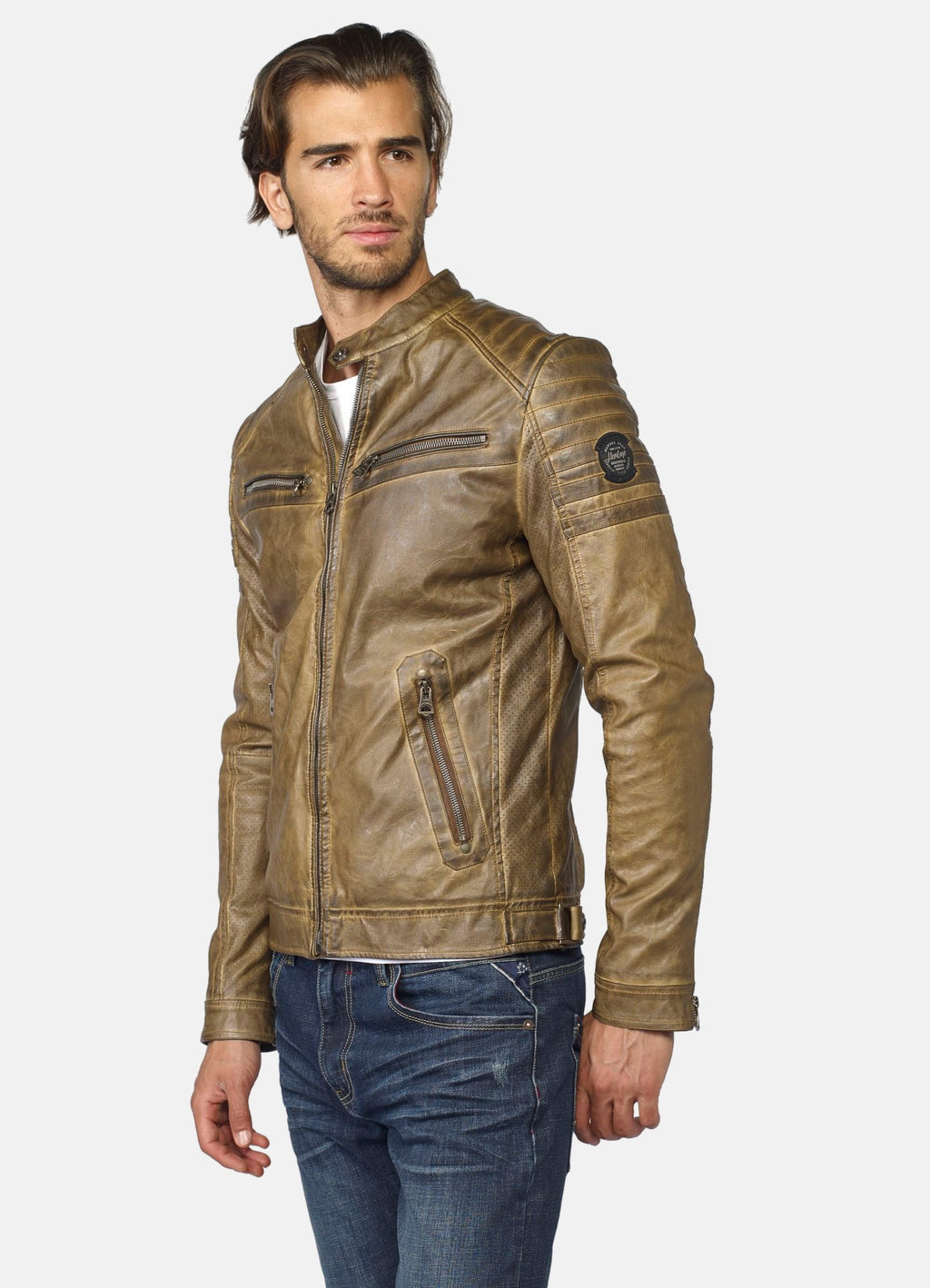 Veste homme effet cuir avec doublure fourrure