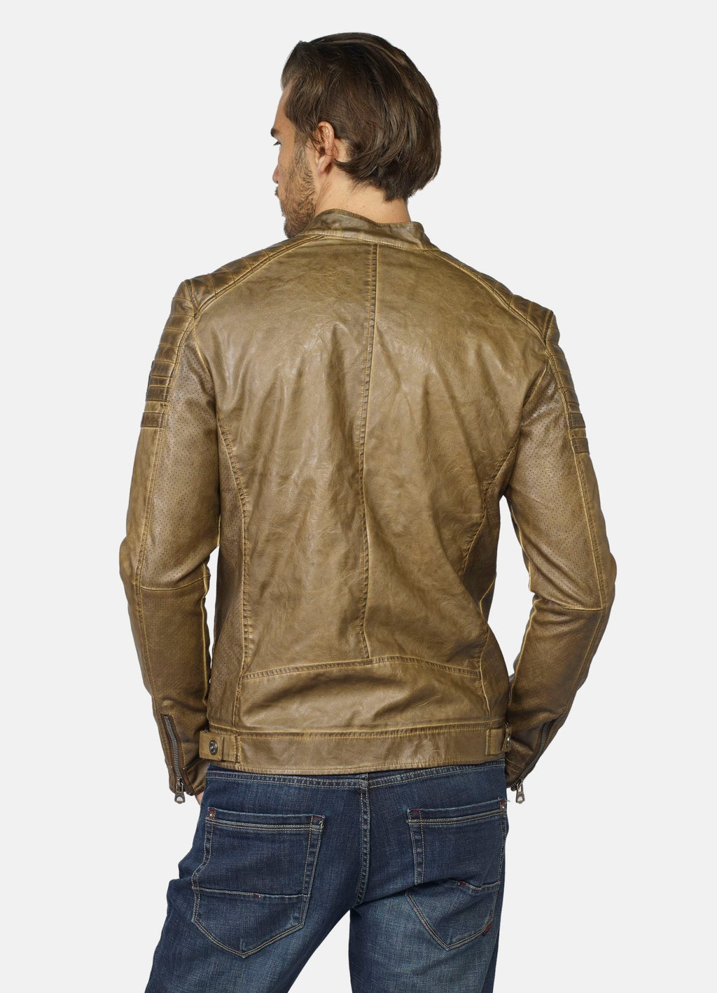 Veste homme effet cuir avec doublure fourrure