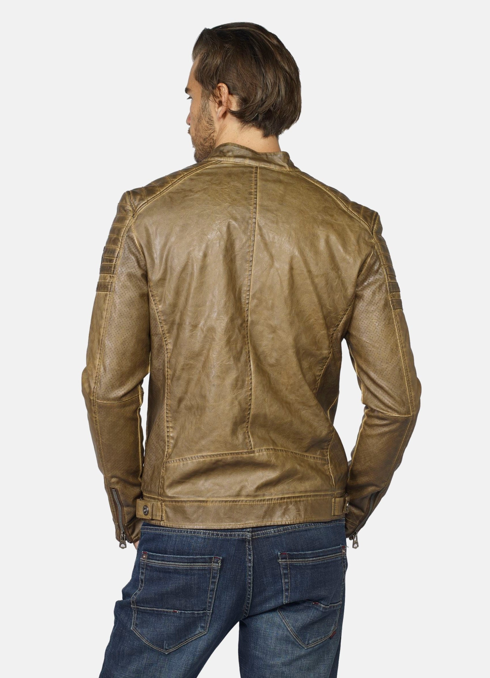 Veste homme effet cuir avec doublure fourrure