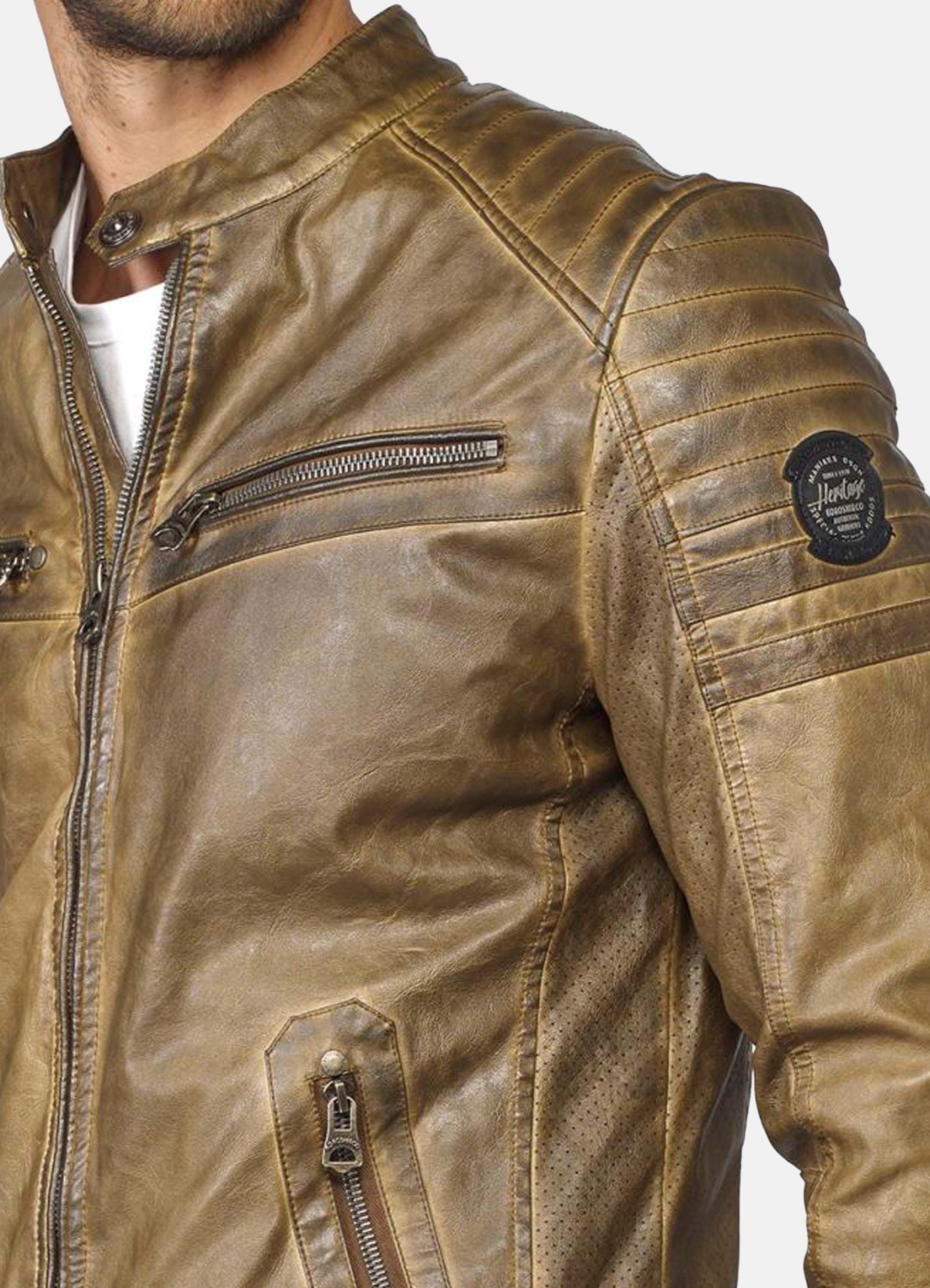 Veste homme effet cuir avec doublure fourrure