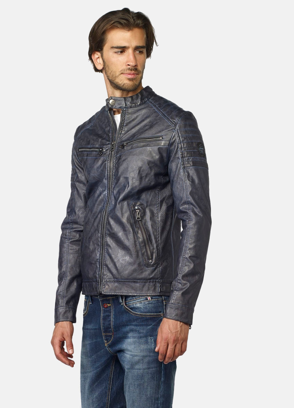 Veste homme effet cuir avec doublure fourrure