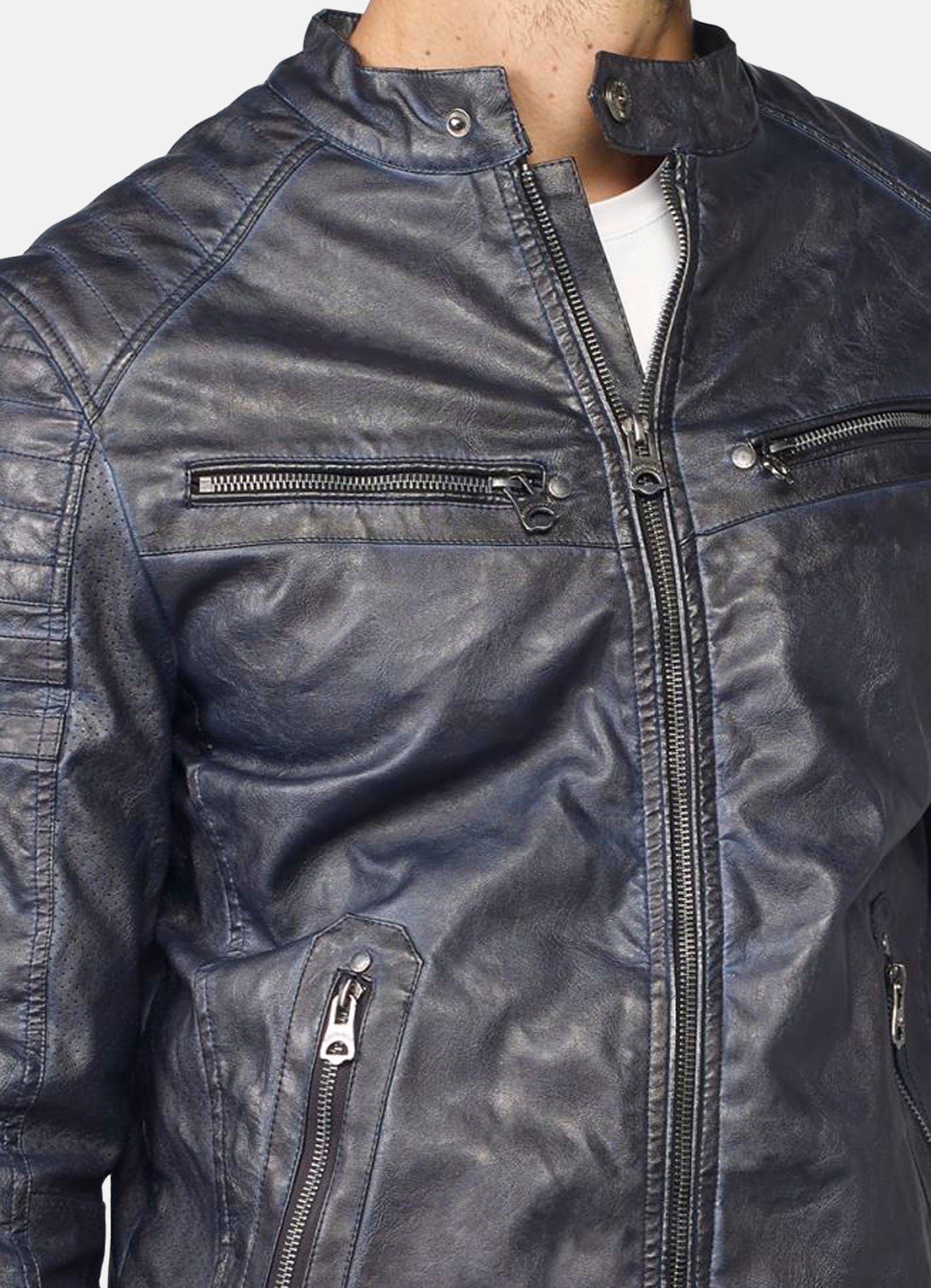 Veste homme effet cuir avec doublure fourrure