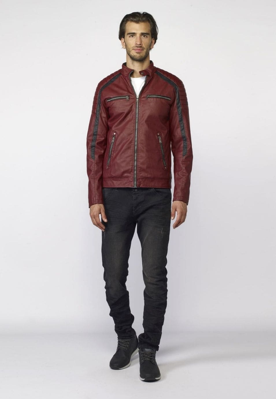 Leather-effect jacket for men, biker style