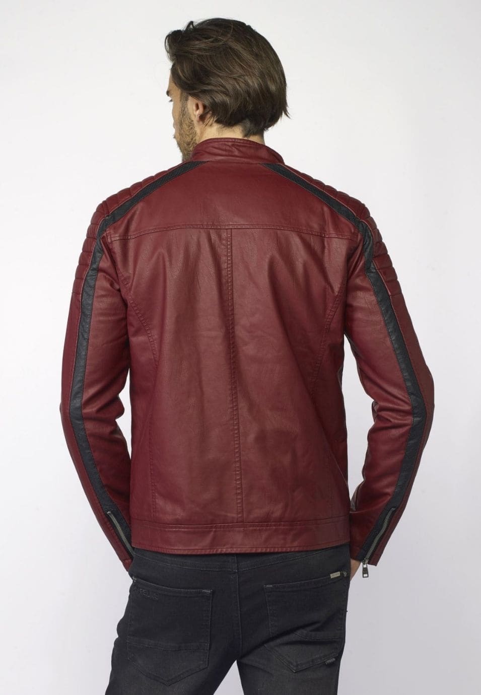 Leather-effect jacket for men, biker style