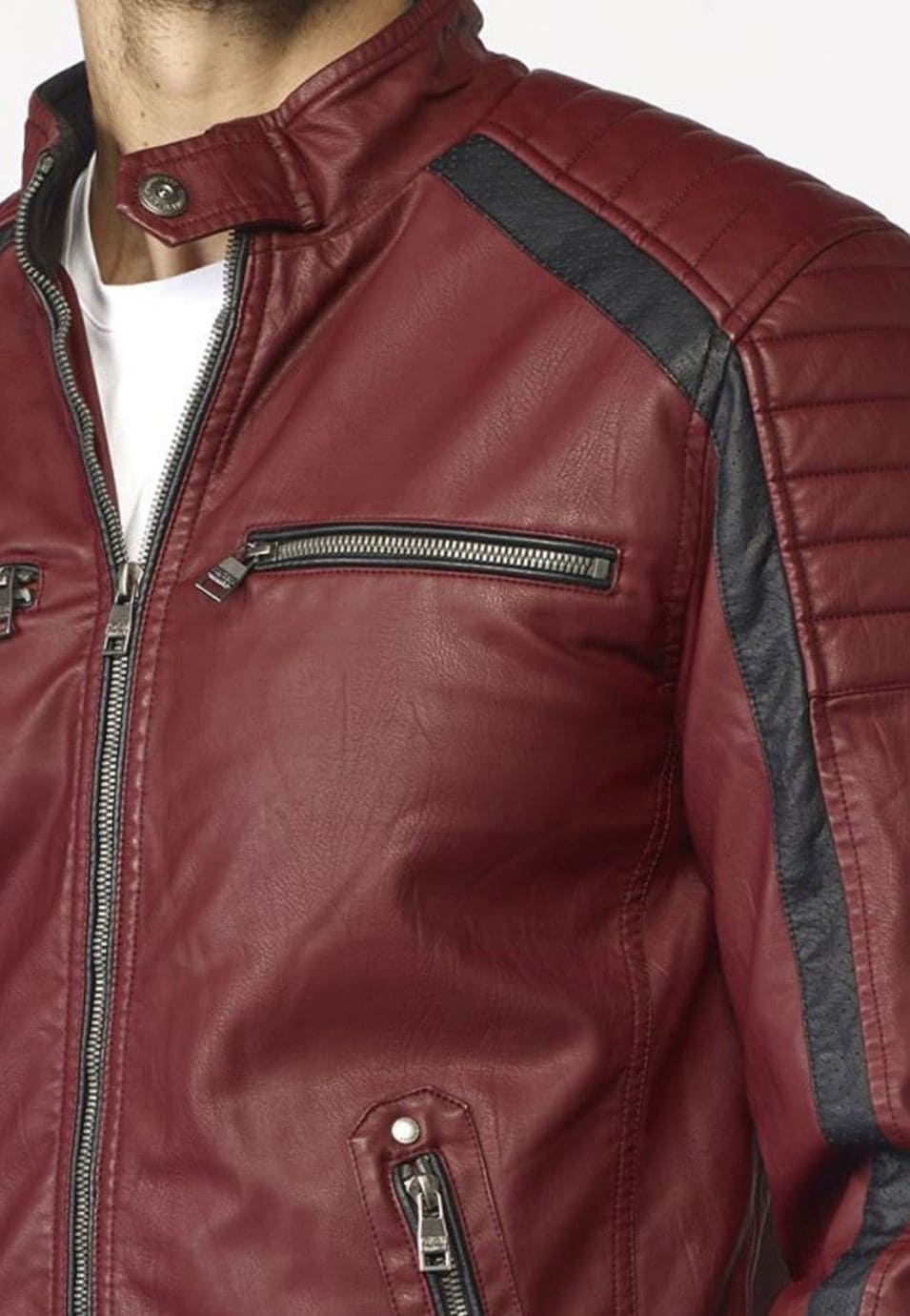 Leather-effect jacket for men, biker style