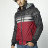 Men's long-sleeved shearling inner sweatshirt jacket with detachable hood
