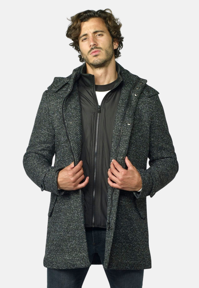 Chaqueta tipo abrigo de paño para hombre