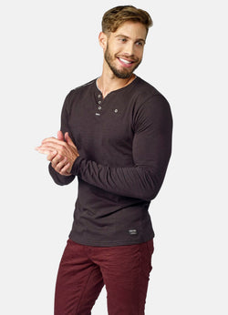 T-shirt col boulanger noir manches longues homme - Koroshi 2021ML11