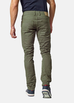 Green men's straight regular stretch 5-pocket pants - Koroshi 2021PT01