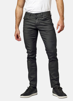 Gewachste Slim-Jeans für Herren, schwarzer Denim – Koroshi 2021PT25