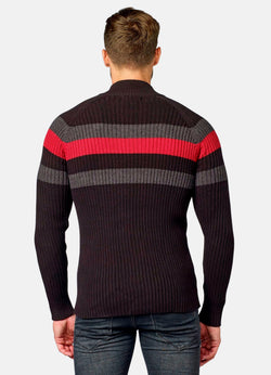 Black half-zip ribbed knit sweater for men - Koroshi 2021TR08