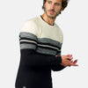 Knitted sweater with central stripes