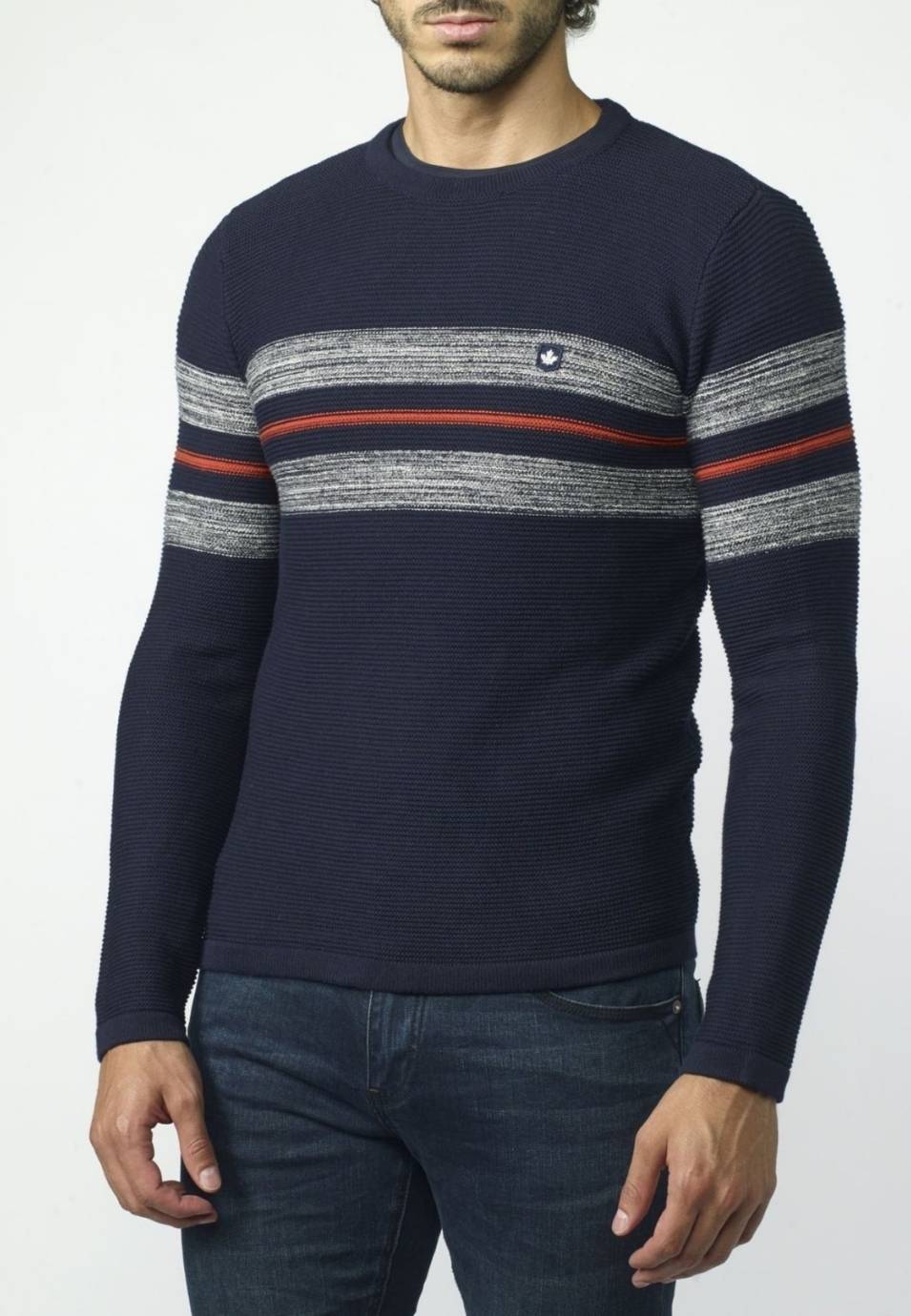 Pull tricoté à rayures centrales