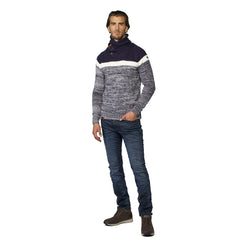 Men's thick knit cross-neck sweater navy - Koroshi 2021TR21