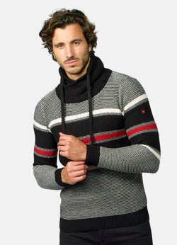 Pull en maille rayé à col croisé pour homme en rouge - Koroshi 2021TR27