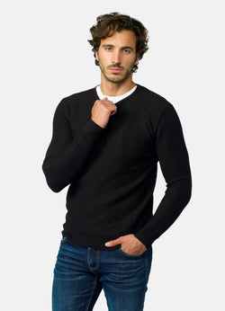 Black men's round neck bead knit sweater - Koroshi 2021TR32
