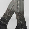 Slim pants with Ethnic embroidery on the hem