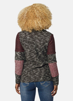 Red women's turtleneck sweatshirt with marbled stripes - Koroshi 2022SU53