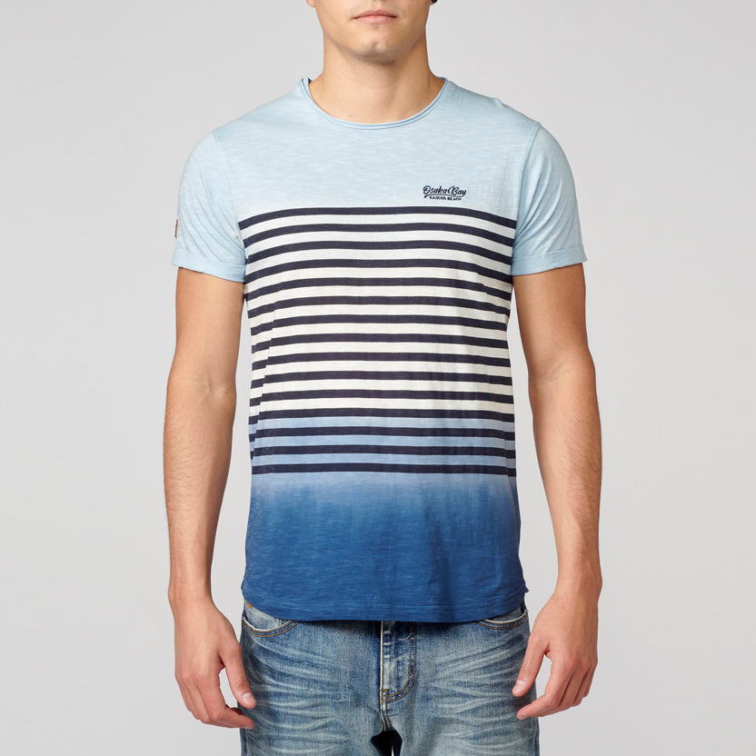 T-shirt marinière homme bleu à rayures dégradées - Koroshi 2111MC37
