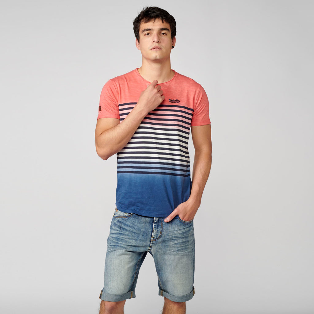 T-shirt marinière dégradé corail homme - Koroshi 2111MC37