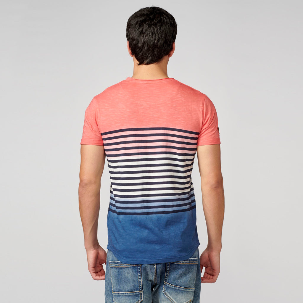 T-shirt marinière dégradé corail homme - Koroshi 2111MC37