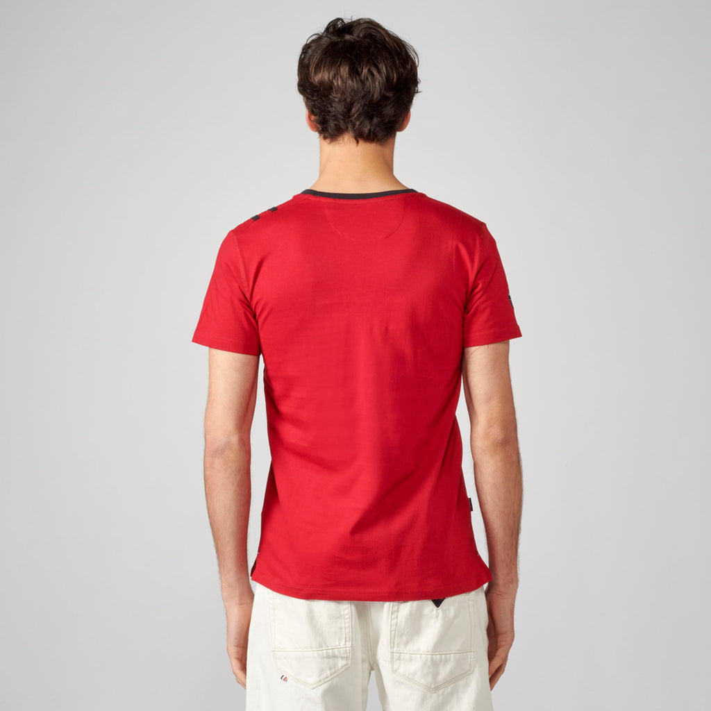 Men's red pocket baker collar t-shirt - Koroshi 2111MC49