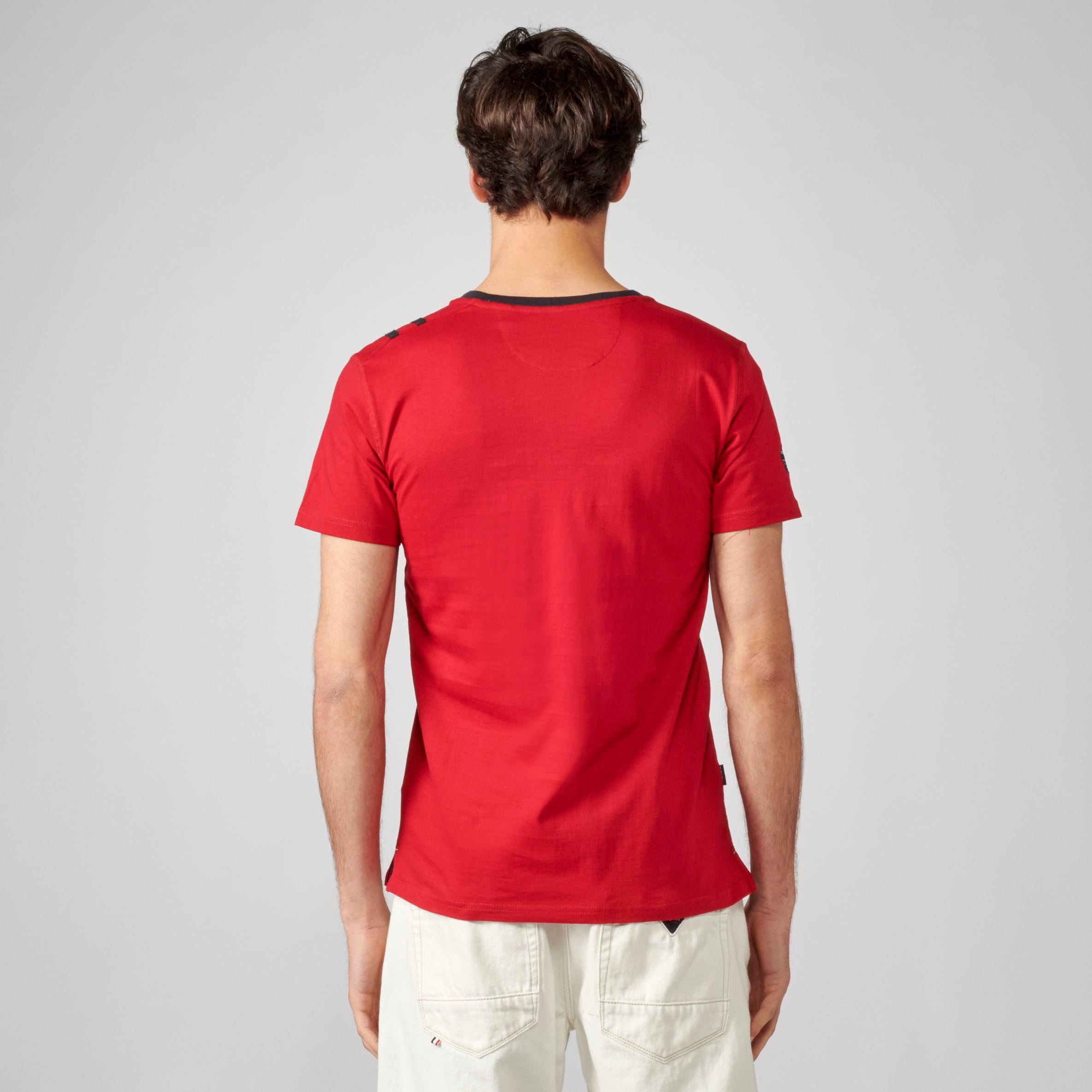 Men's red pocket baker collar t-shirt - Koroshi 2111MC49