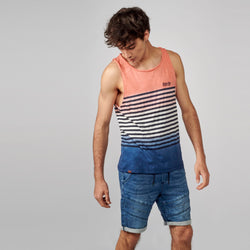 Gradient sailor stripes tank top for men coral - Koroshi 2111MS01