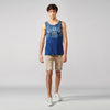 Sleeveless T-shirt with gradient effect and embossed text | Style and Comfort