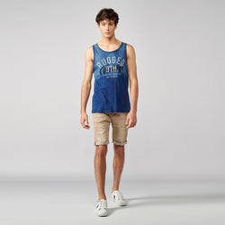 Indigo blue men's gradient effect sleeveless t-shirt - Koroshi 2111MS32