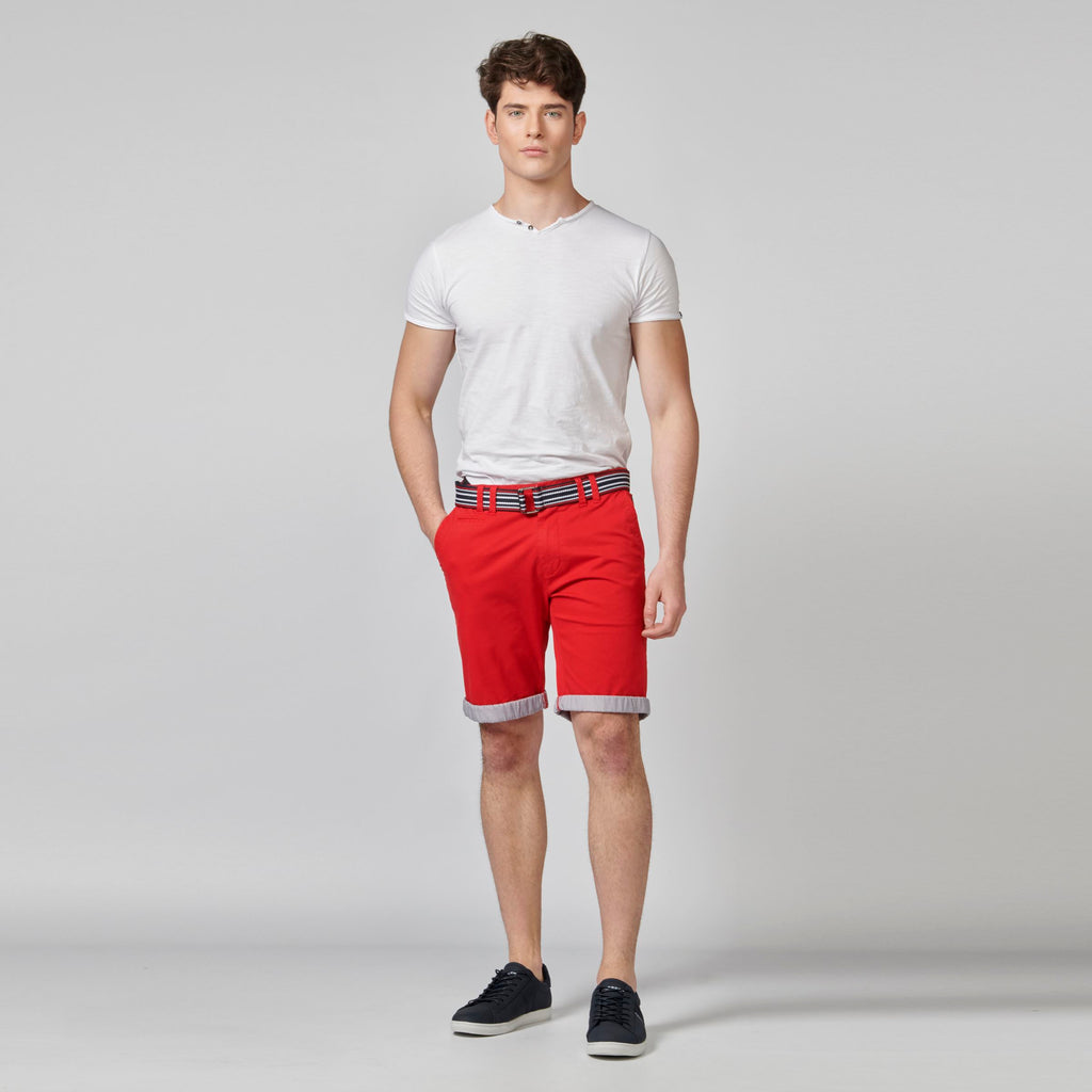 Bermuda chino algodón stretch hombre rojo vista lateral - Koroshi 2111PS07